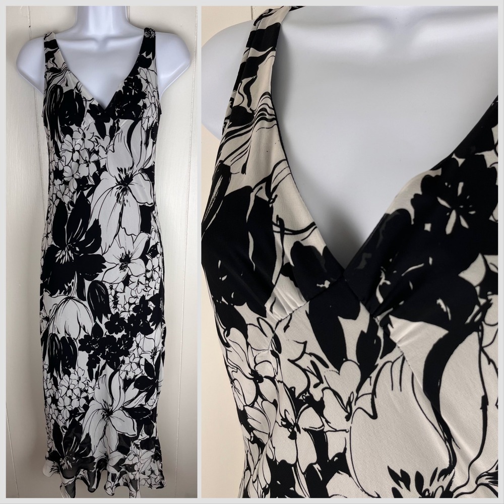 Vintage Y2K Babydoll Midi Dress Small Chiffon Ruffle Floral Tropical Whimsigoth